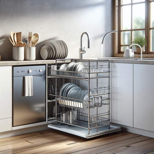 Égouttoir à vaisselle compact avec bac de récupération