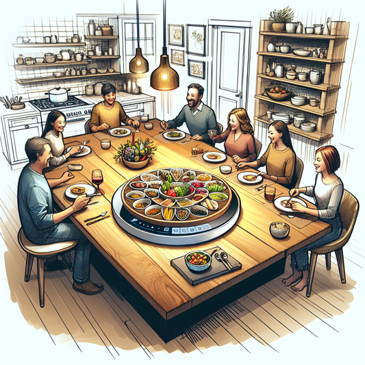 Plateau tournant 360° pour repas partagés