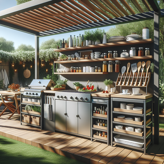 Rangement modulable pour cuisine d’été extérieure fonctionnelle et durable