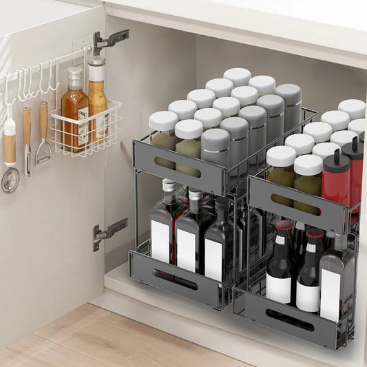 Étagère coulissante double niveau pour placard