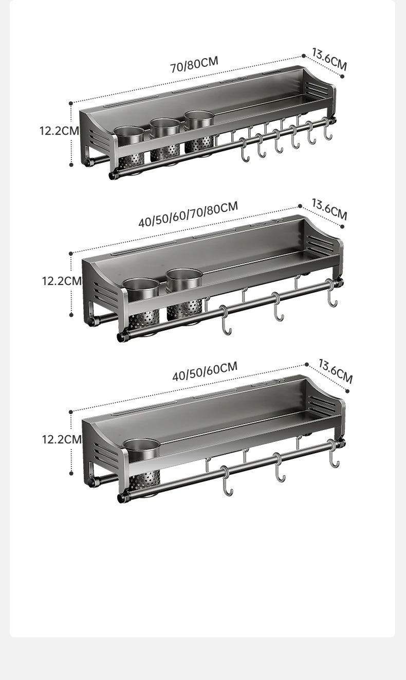 Étagère murale inox pour ustensiles de cuisine