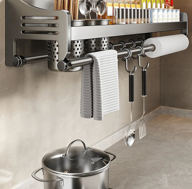 Étagère murale inox pour ustensiles de cuisine