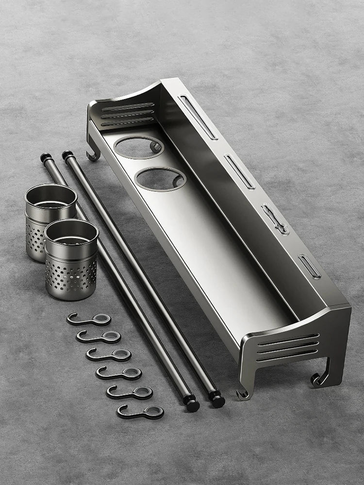 Étagère murale inox pour ustensiles de cuisine