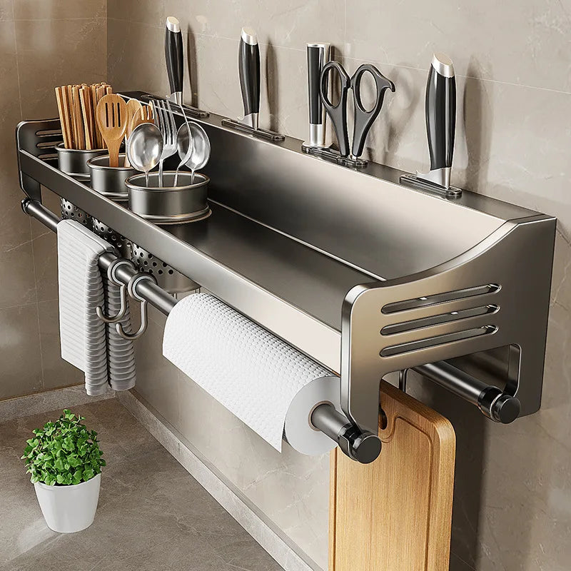 Étagère murale inox pour ustensiles de cuisine