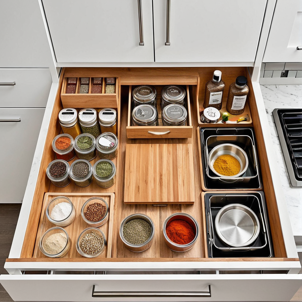 Organisation par zones dans petite cuisine