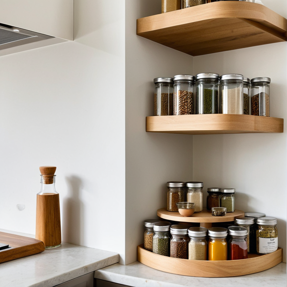 Gagner de la place en cuisine grâce à une étagère d’angle