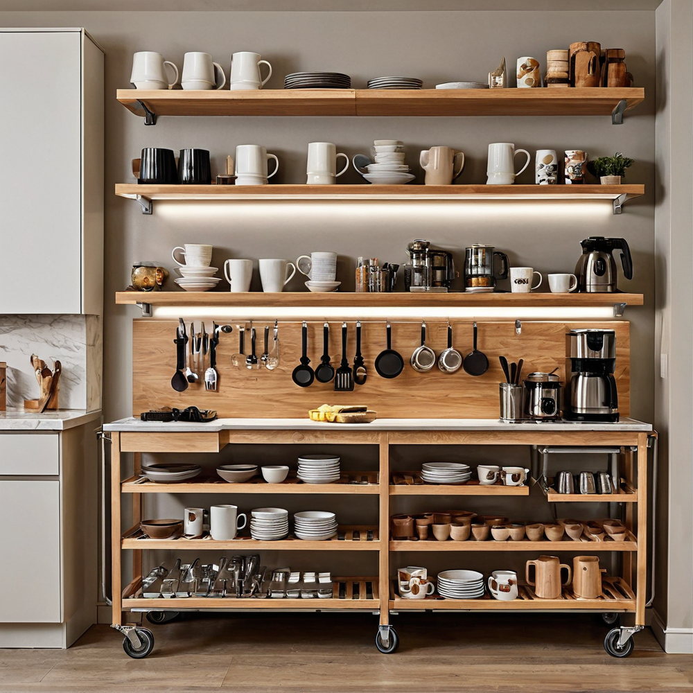 Idée rangement cuisine sans meuble haut : astuces gain de place et déco lumineuse