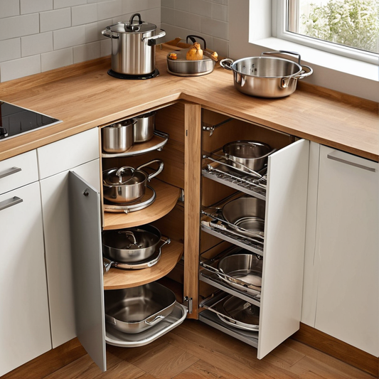 Meuble rangement cuisine d’angle : la solution gain de place pour petites cuisines ergonomiques et stylées