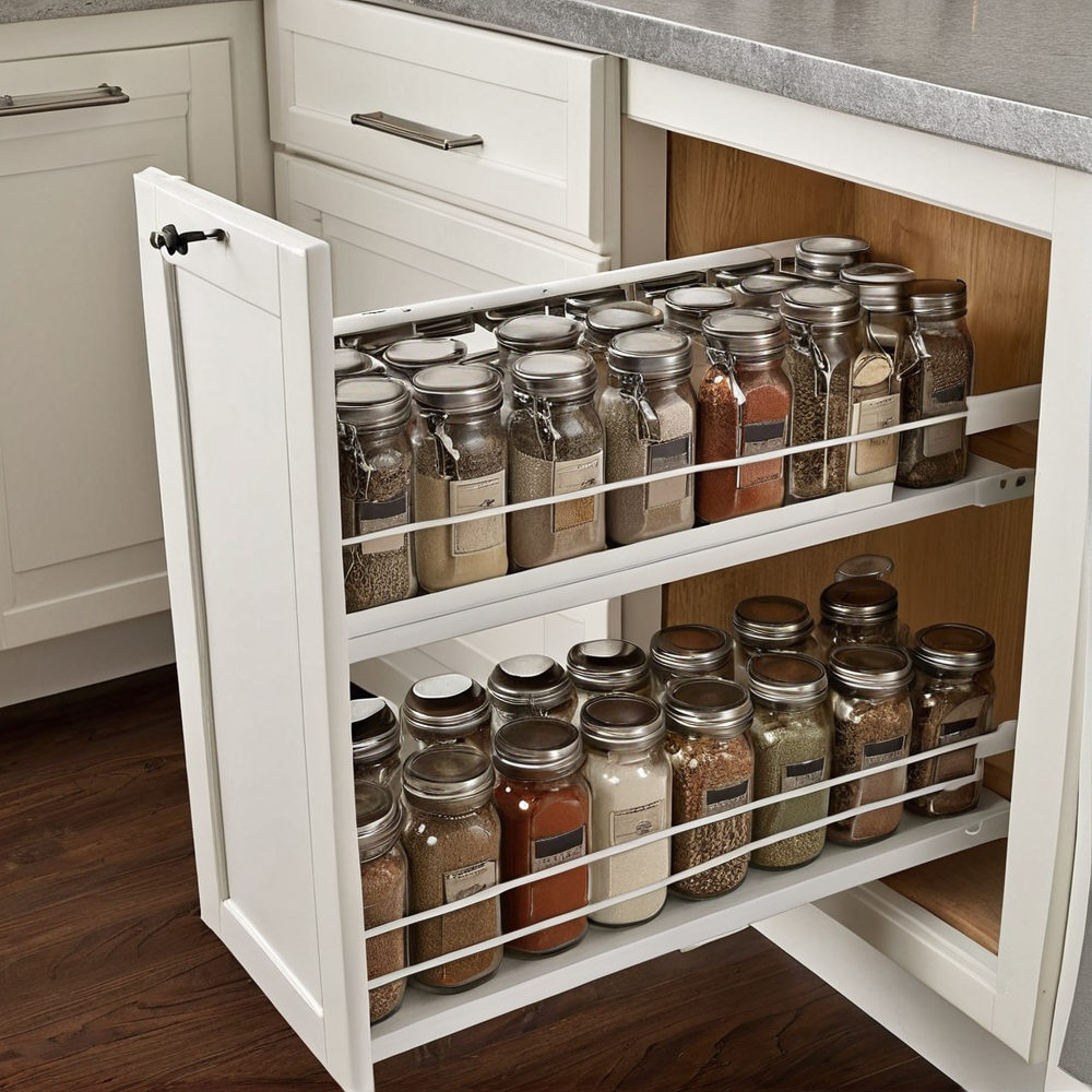 Organisateur cuisine coulissant : l’astuce gain de place ultime pour une cuisine fluide et bien rangée