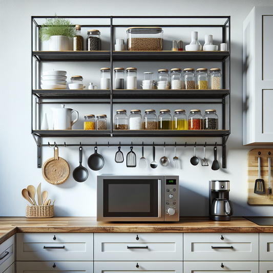 Étagère de cuisine en acier pour micro-ondes