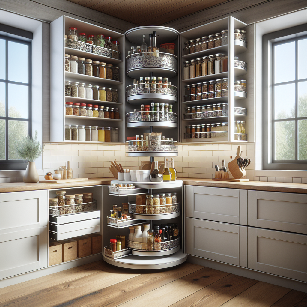 Étagère rotative d’angle pour cuisine