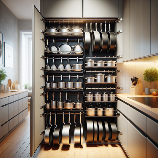 Range-poêles extensible pour placard cuisine