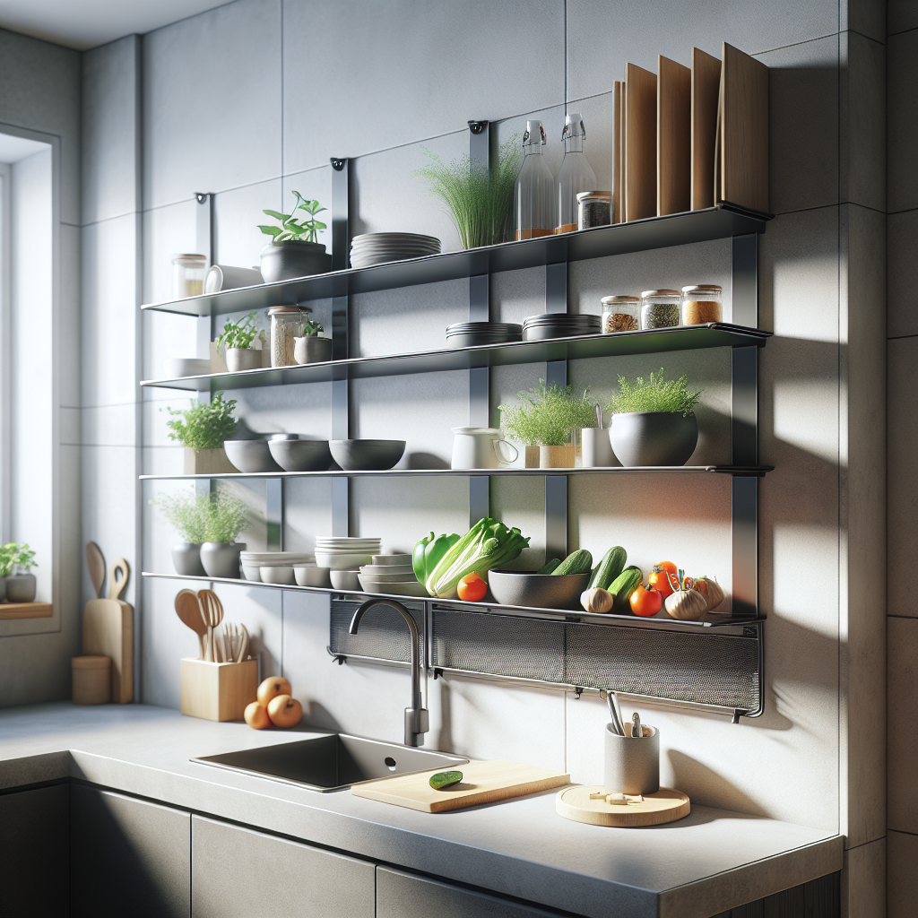 Étagère murale pliable pour plats et légumes