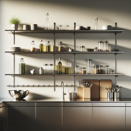 Étagère murale inox pour cuisine organisée