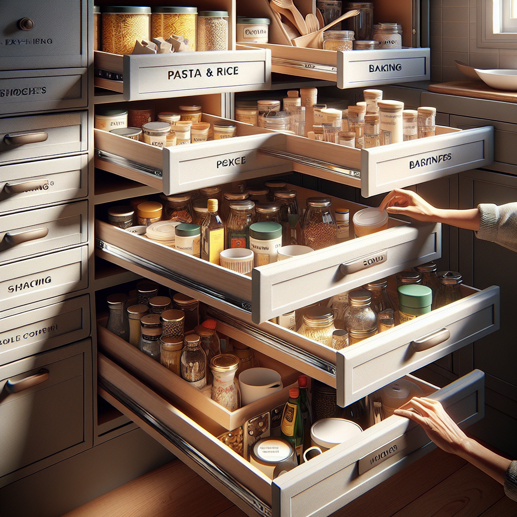 Tiroir coulissant placard cuisine : finir avec les coins inaccessibles