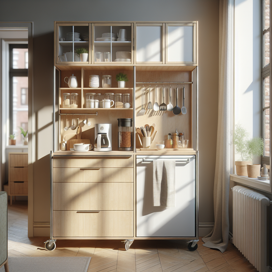 Meuble de cuisine à roulettes avec rangements