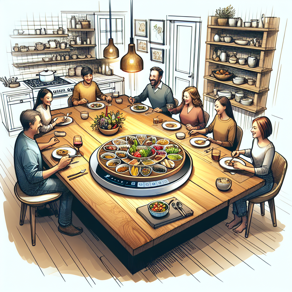 Plateau tournant 360° pour repas partagés