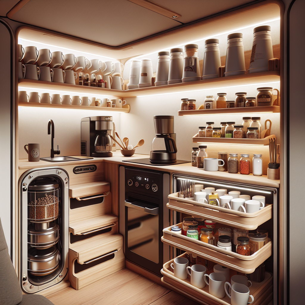 Rangements gain de place pour cuisine de van ou petit espace