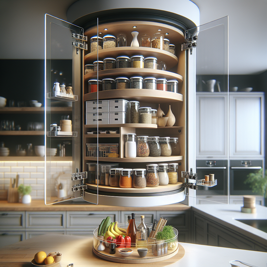 Plateau rotatif cuisine pour accéder facilement aux placards hauts