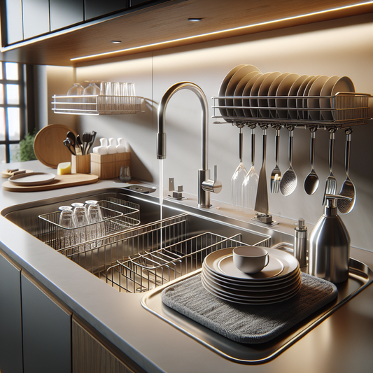 Égouttoir sur évier modulable pour désencombrer la cuisine