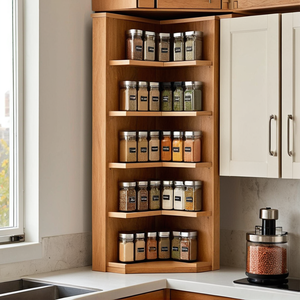 Gagner de la place en cuisine avec une étagère d’angle rotative