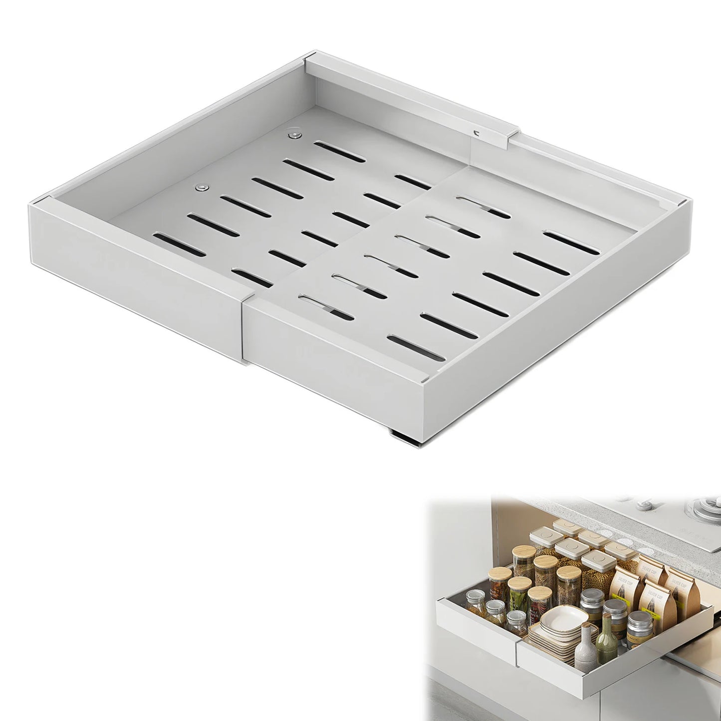 Étagère coulissante gain de place pour cuisine