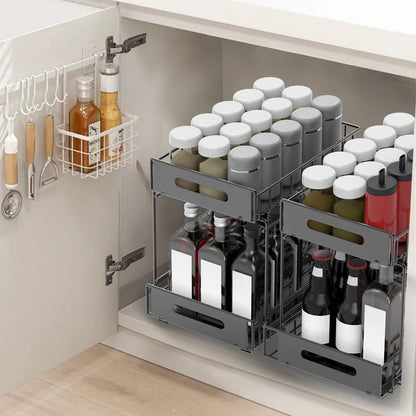Étagère coulissante double pour rangement sous évier