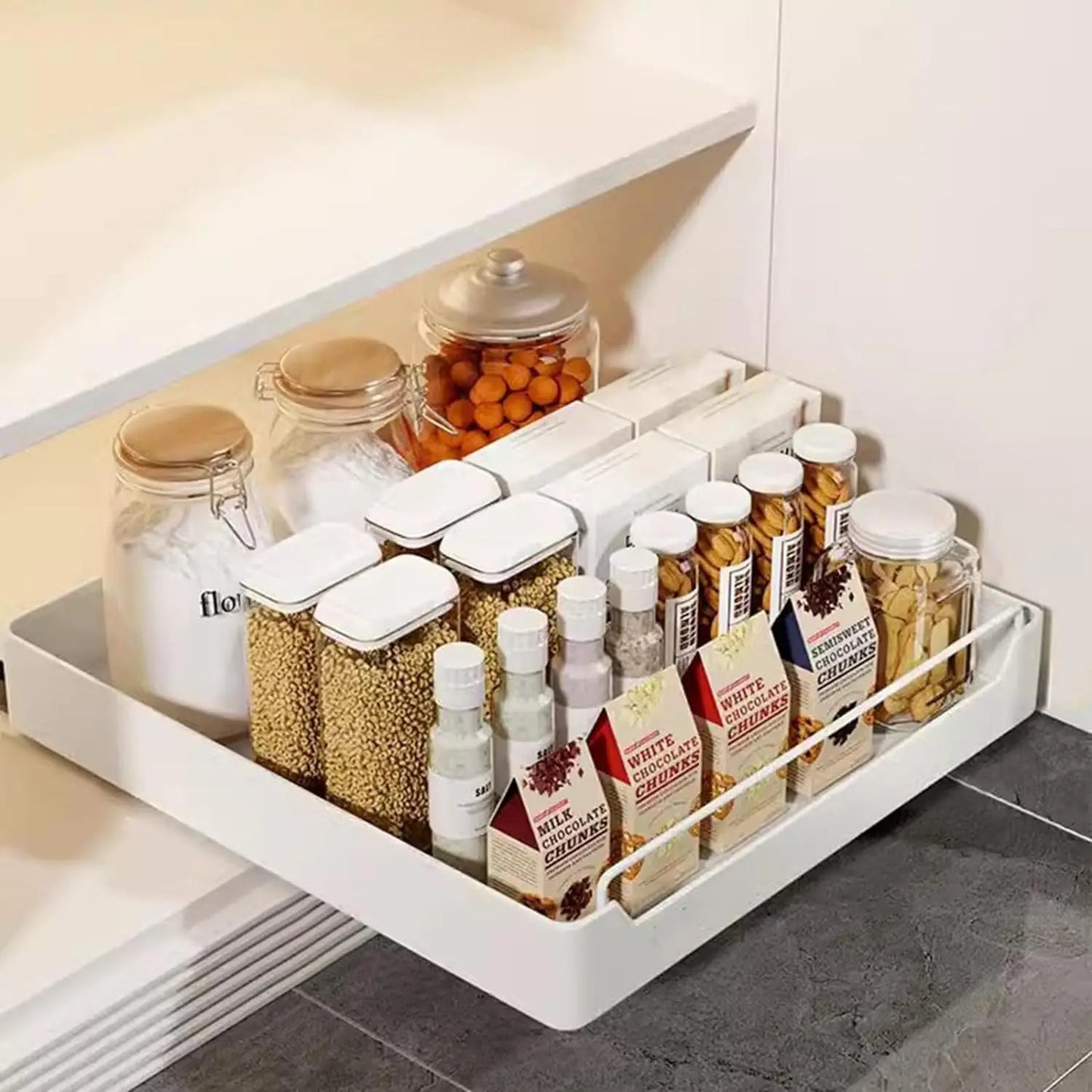 Tiroir coulissant de rangement pour placard cuisine