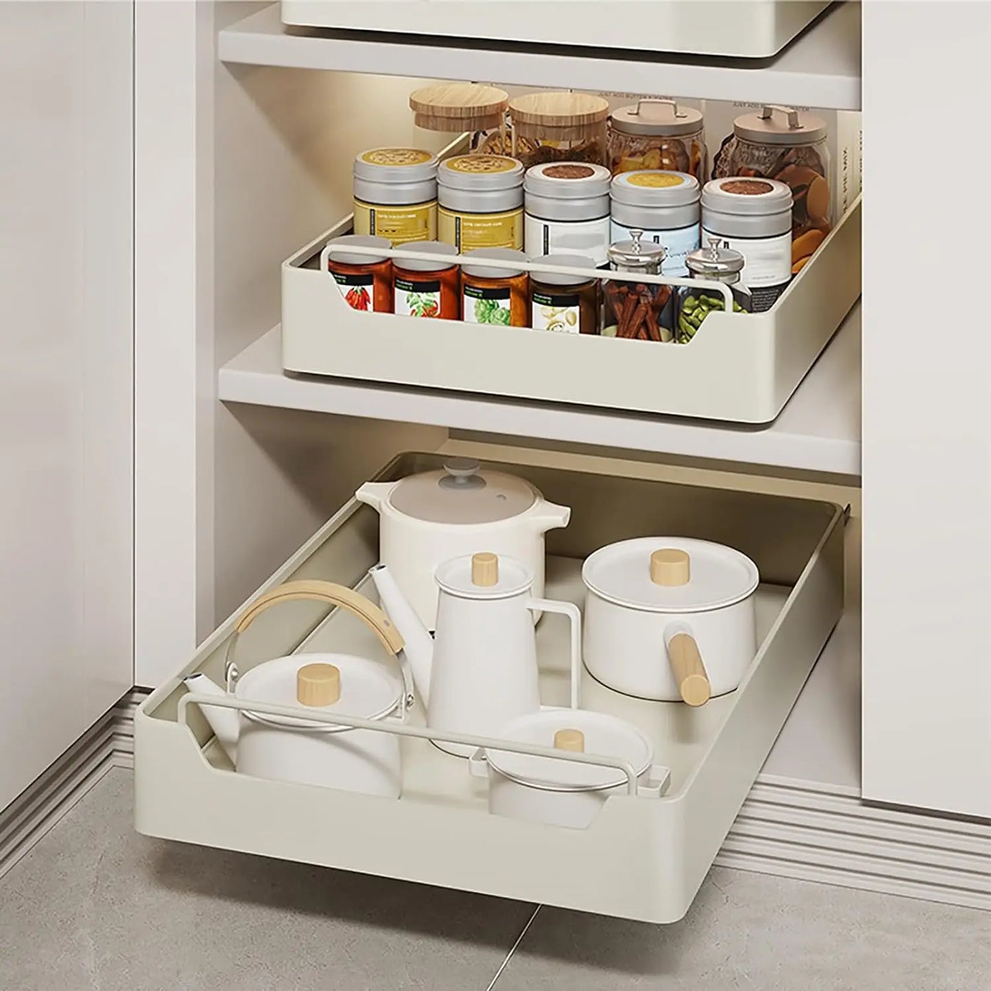 Tiroir coulissant de rangement pour placard cuisine