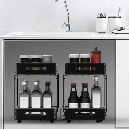 Étagère coulissante double pour rangement sous évier