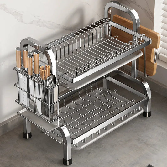 Égouttoir à vaisselle compact avec bac de récupération