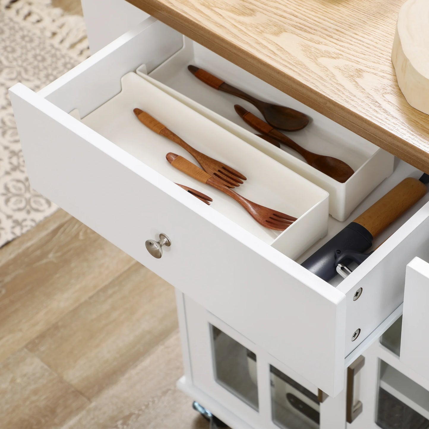 Meuble de cuisine à roulettes avec rangements