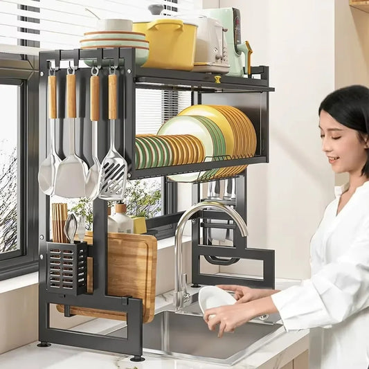 Égouttoir d'évier extensible en acier inoxydable