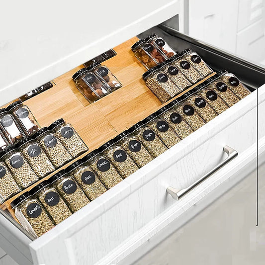Range-épices en bambou pour tiroir de cuisine