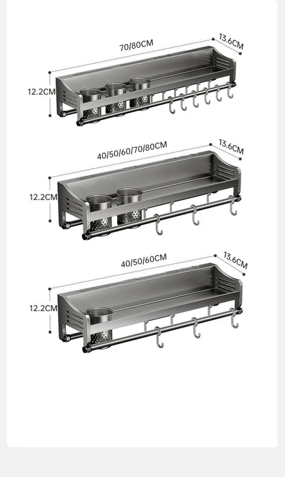 Étagère murale inox pour ustensiles de cuisine