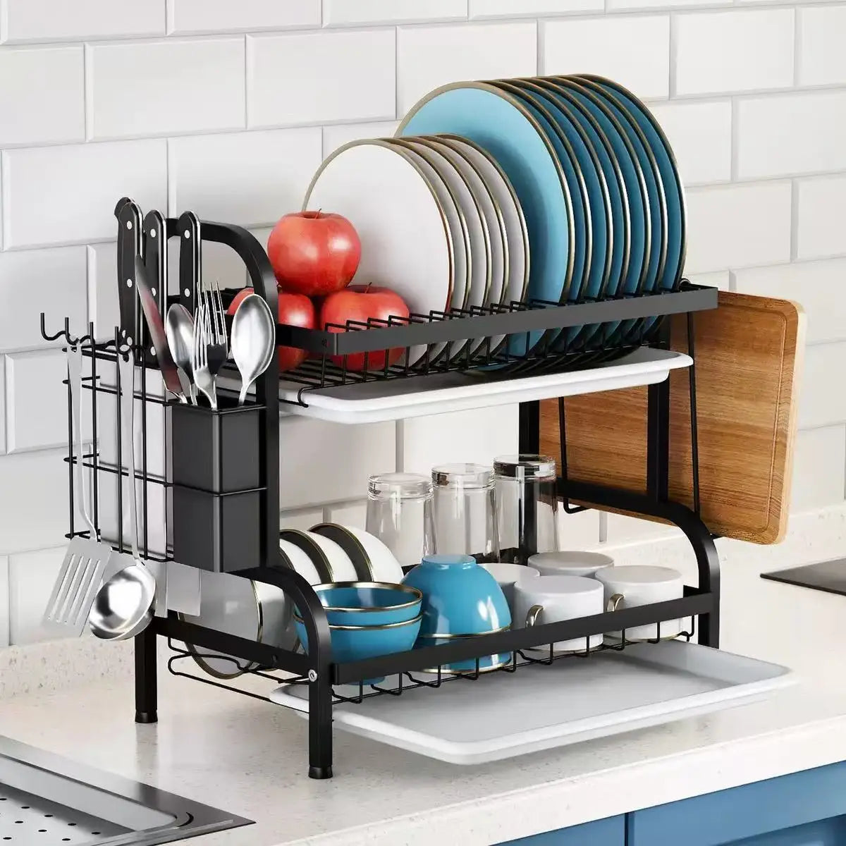 Égouttoir vaisselle 2 niveaux compact