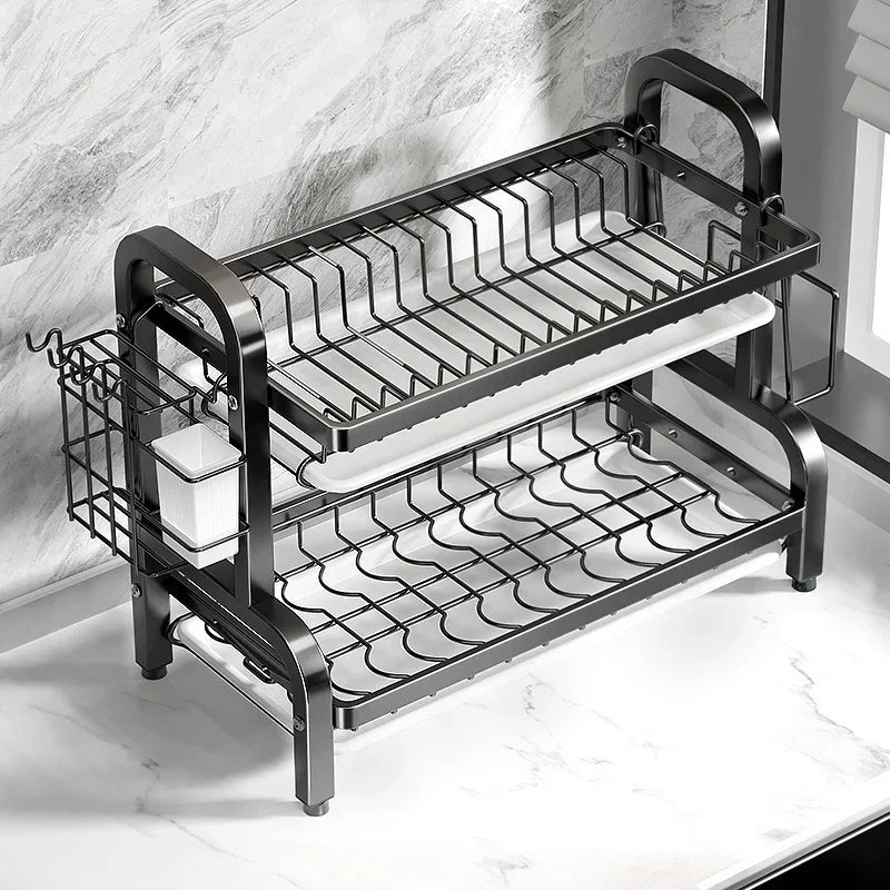 Égouttoir vaisselle 2 niveaux compact