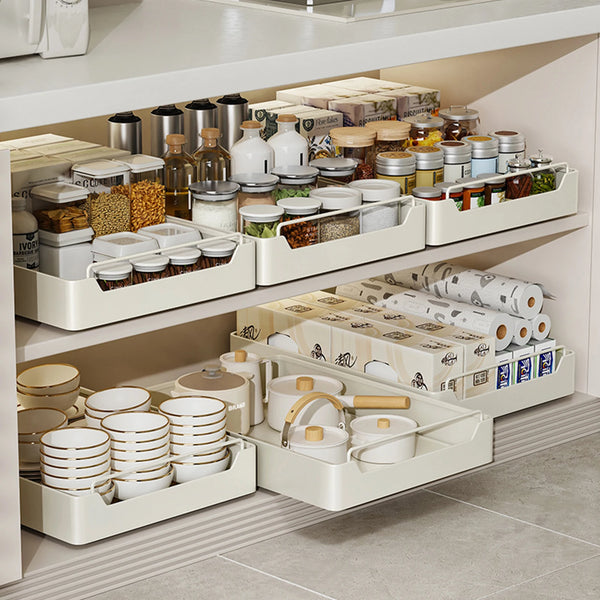 Tiroir coulissant inox pour rangement de cuisine