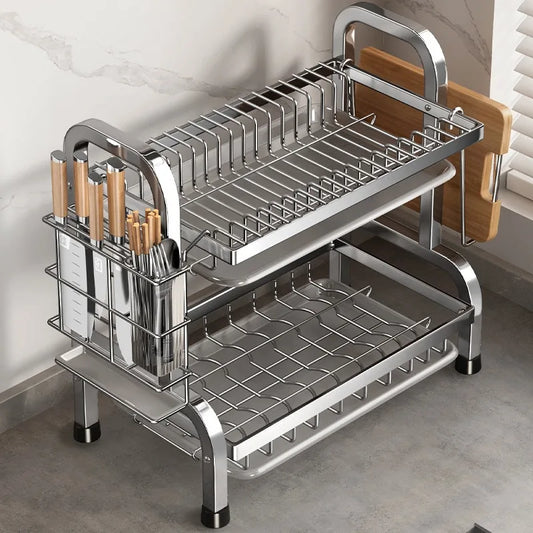 Égouttoir à vaisselle compact avec bac de récupération
