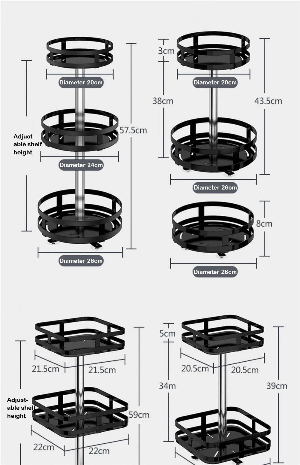 Plateau rotatif de rangement pour cuisine