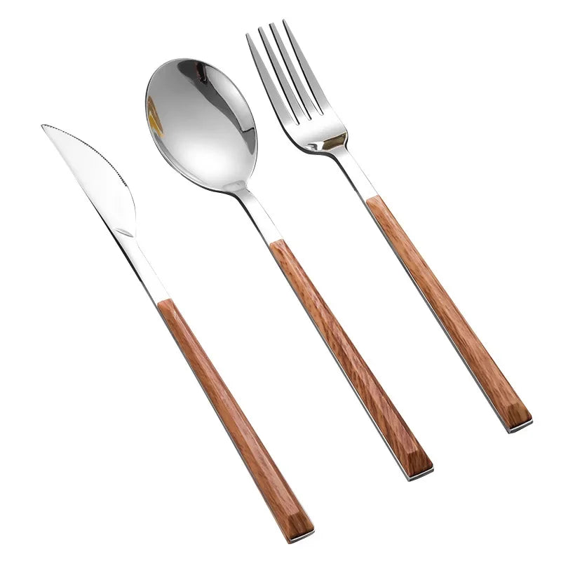 Couverts inox avec manche bois moderne