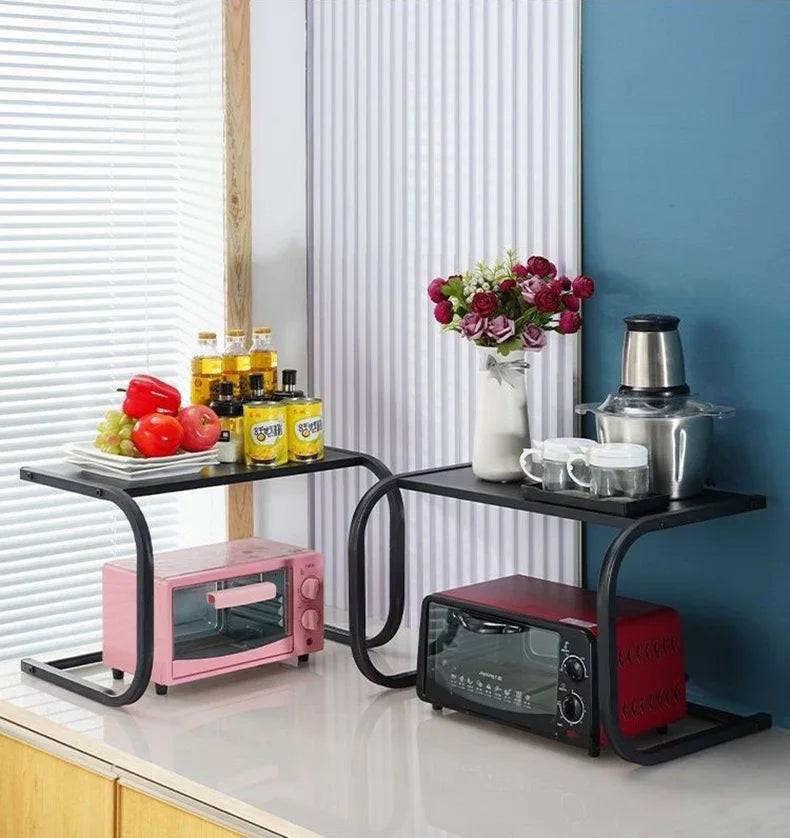 Étagère de cuisine en acier pour micro-ondes