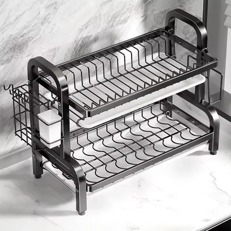 Égouttoir vaisselle 2 niveaux compact