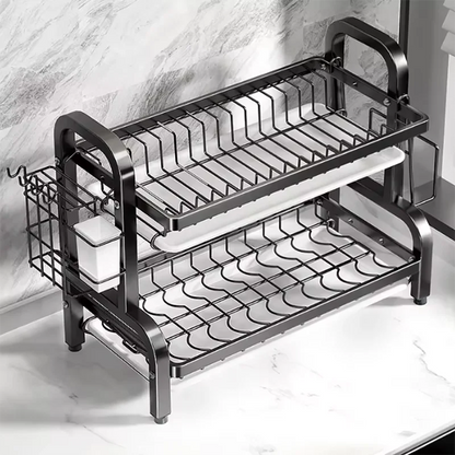 Égouttoir vaisselle 2 niveaux compact