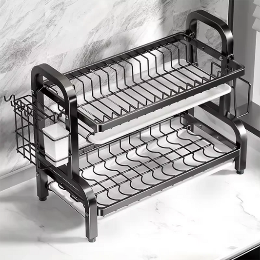 Égouttoir vaisselle 2 niveaux compact