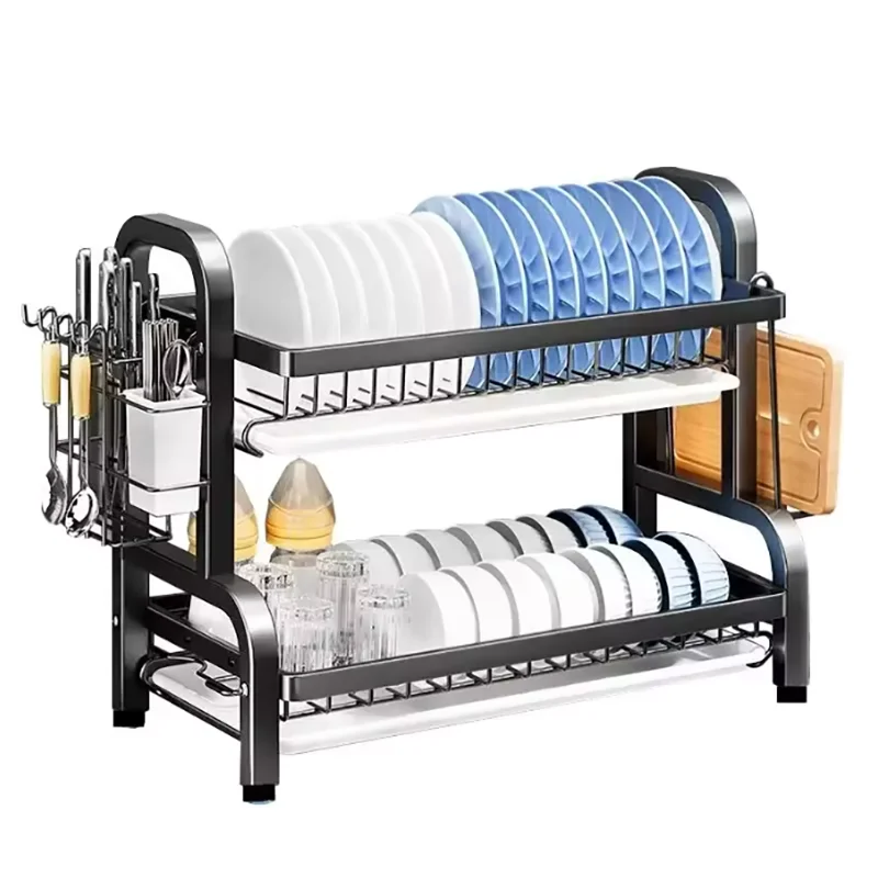 Égouttoir vaisselle 2 niveaux compact