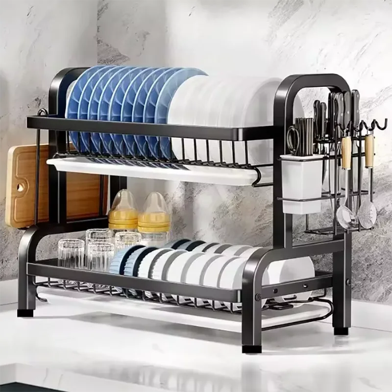 Égouttoir vaisselle 2 niveaux compact