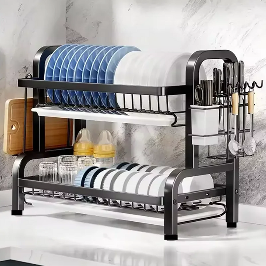Égouttoir vaisselle 2 niveaux compact