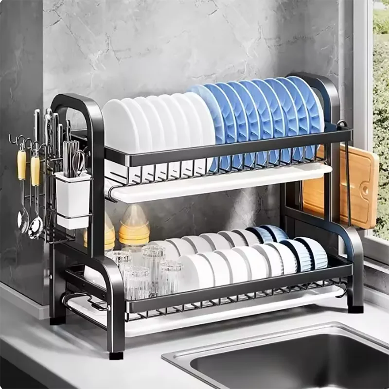 Égouttoir vaisselle 2 niveaux compact