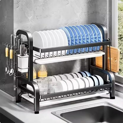 Égouttoir vaisselle 2 niveaux compact